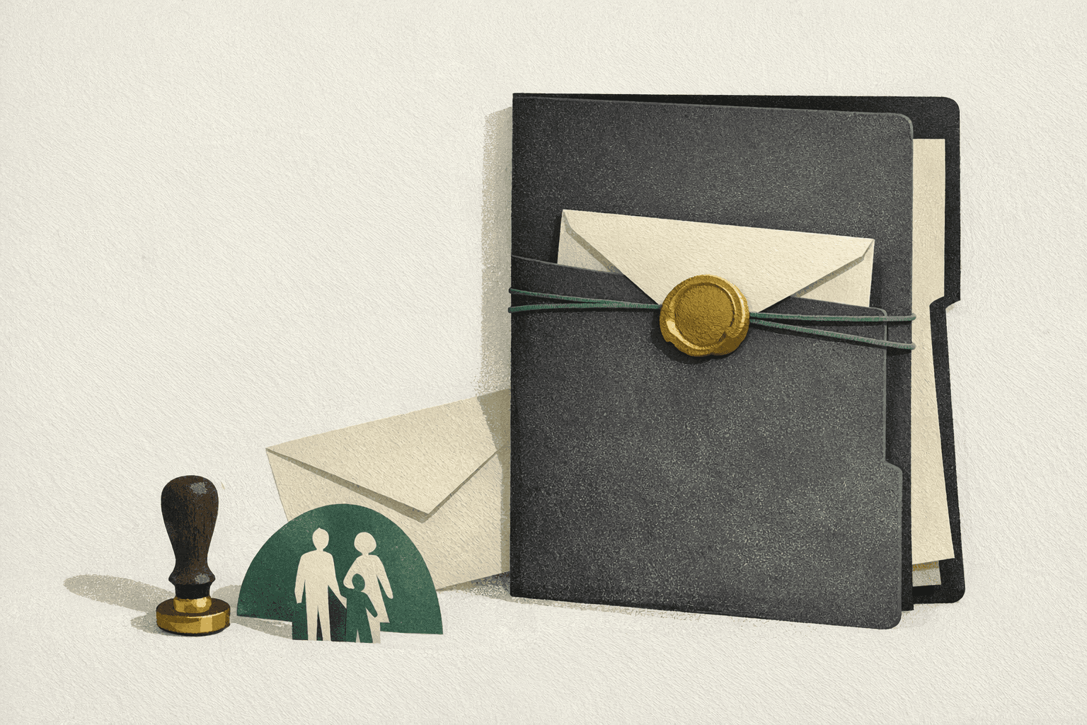 Minimal pixel-style illustration of a will, witness lines, and estate planning cost markers.